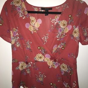 Floral button up top